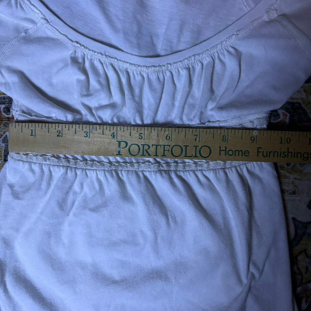 Vintage Abercrombie & Fitch White Empire Waist Babydoll Top Y2K Moose Logo Small - Picture 10 of 15